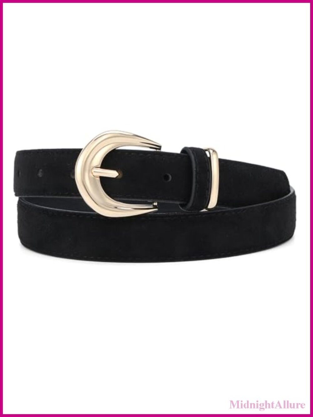 Faux Suede Belt Gold Buckle Women Jeans Dresses Casual Waist Belt
